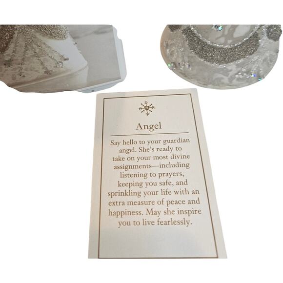 Pier 1 Angel Glass Angel Glittery dress Clear & Metal with Box, Satin lining - Picture 4 of 8